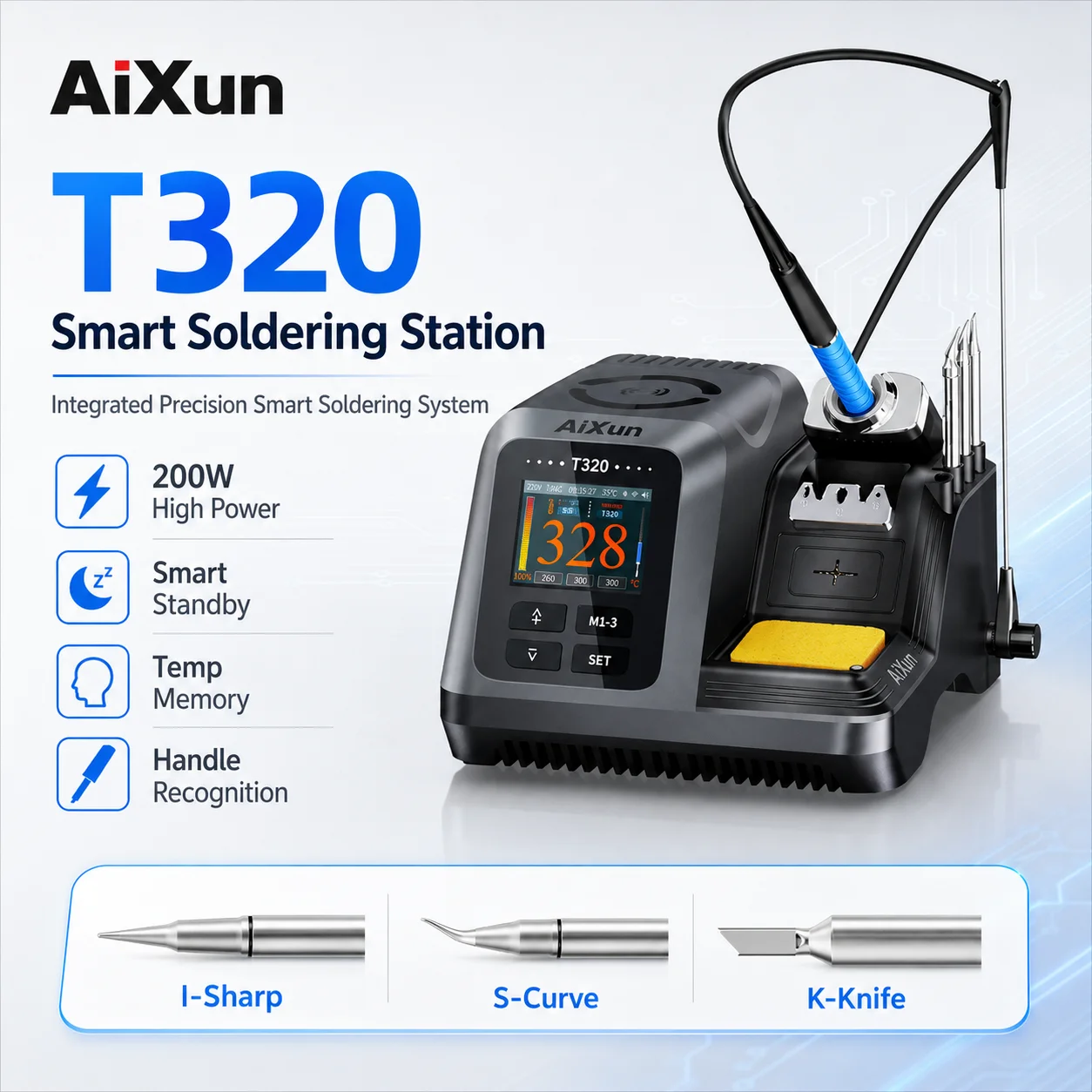 AIXUN T320 200W Smart Soldering Station, 2S Fast Heating Welding Machine with T245 C210 Handle Tips for Phone Repair
AIXUN T320 200W Smart Soldering Station, 2S Fast Heating Welding Machine with T245 C210 Handle Tips for Phone Repair