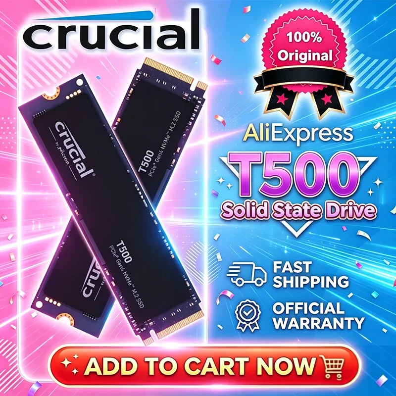 New Original Crucial T500 1TB 2TB SSD Gen4 NVMe M.2 SSD 7300MB/s Gaming Internal Solid State Drive for PS5 Laptop PC T500 SSD
New Original Crucial T500 1TB 2TB SSD Gen4 NVMe M.2 SSD 7300MB/s Gaming Internal Solid State Drive for PS5 Laptop PC T500 SSD
