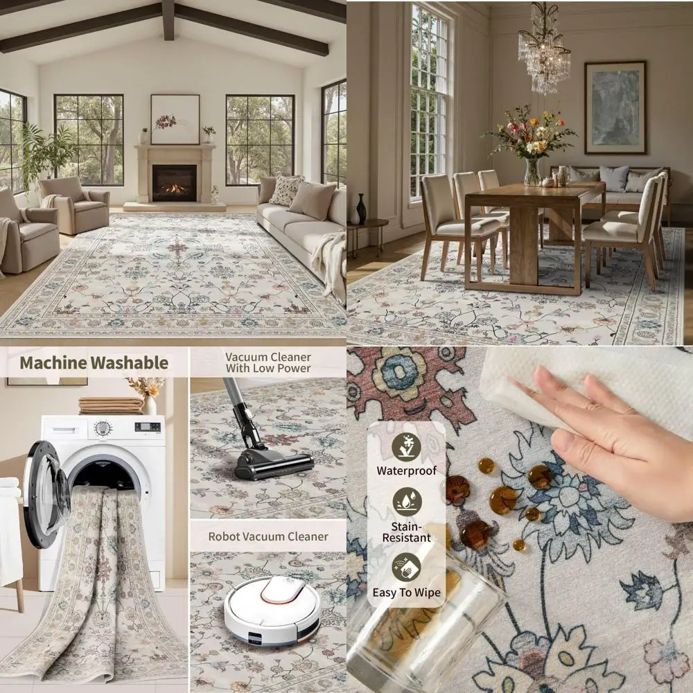 Floral Boho Style 8x10 Area Rugs, Washable Low Pile Wool Carpets for Living & Dining Rooms
Floral Boho Style 8x10 Area Rugs, Washable Low Pile Wool Carpets for Living & Dining Rooms