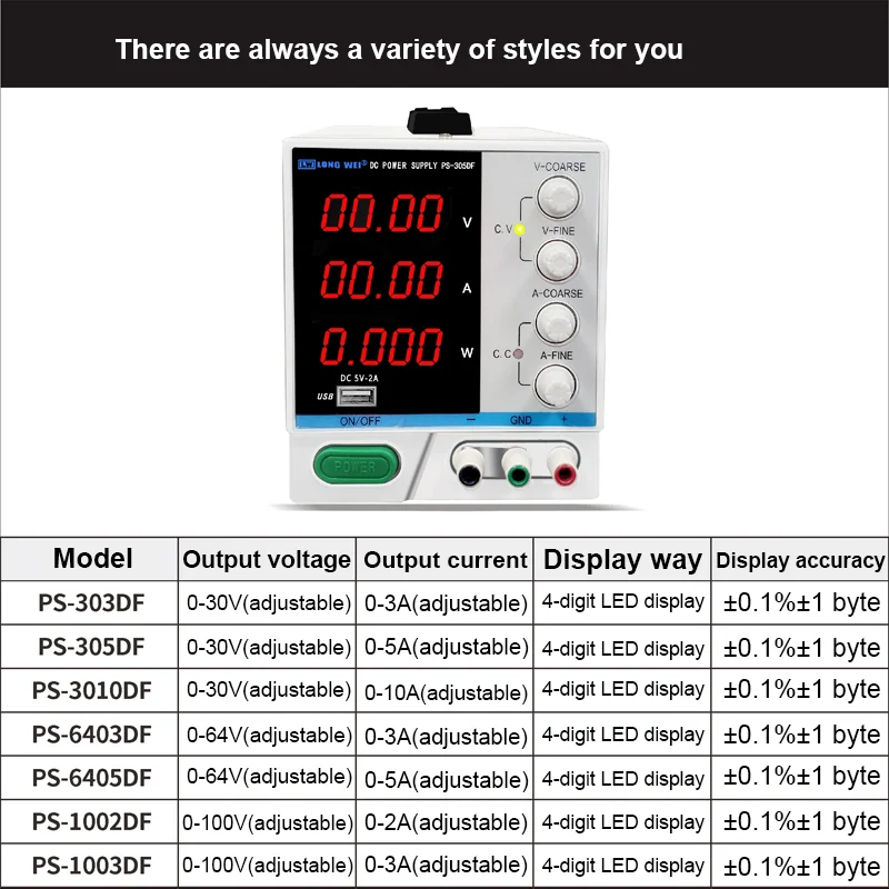 Laboratory Bench Power Source LONGWEI PS3010DF 30V 10A Variable Voltage Control
Laboratory Bench Power Source LONGWEI PS3010DF 30V 10A Variable Voltage Control