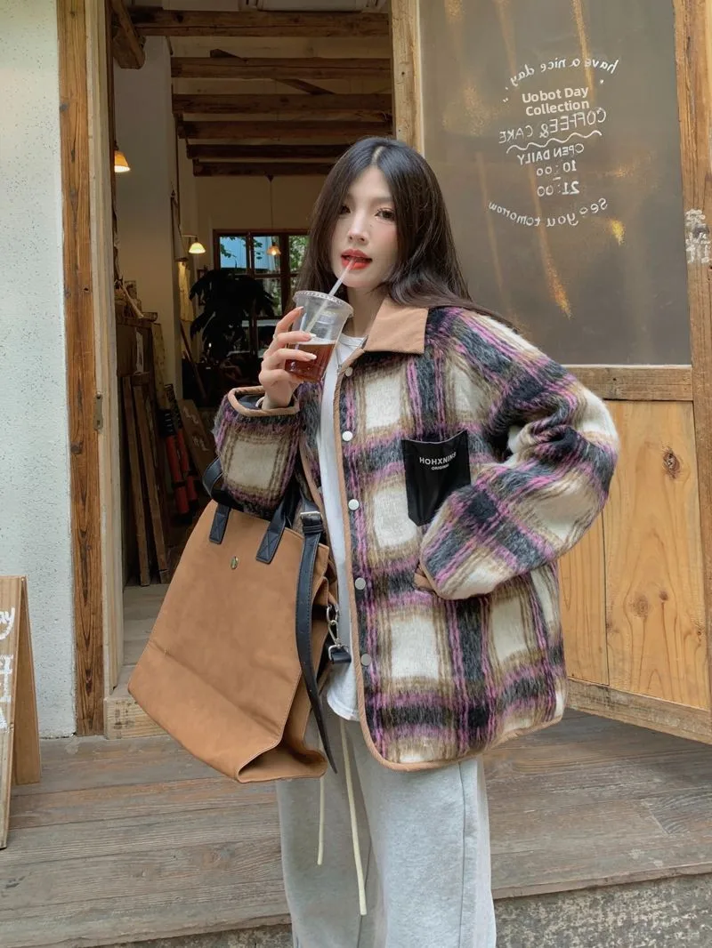 Autumn Winter Women's Long Woolen Coat Loose Plaid Versatile Jacket Open-Ended Design Sensation Outerwear Polyester Fiber
Autumn Winter Women's Long Woolen Coat Loose Plaid Versatile Jacket Open-Ended Design Sensation Outerwear Polyester Fiber
