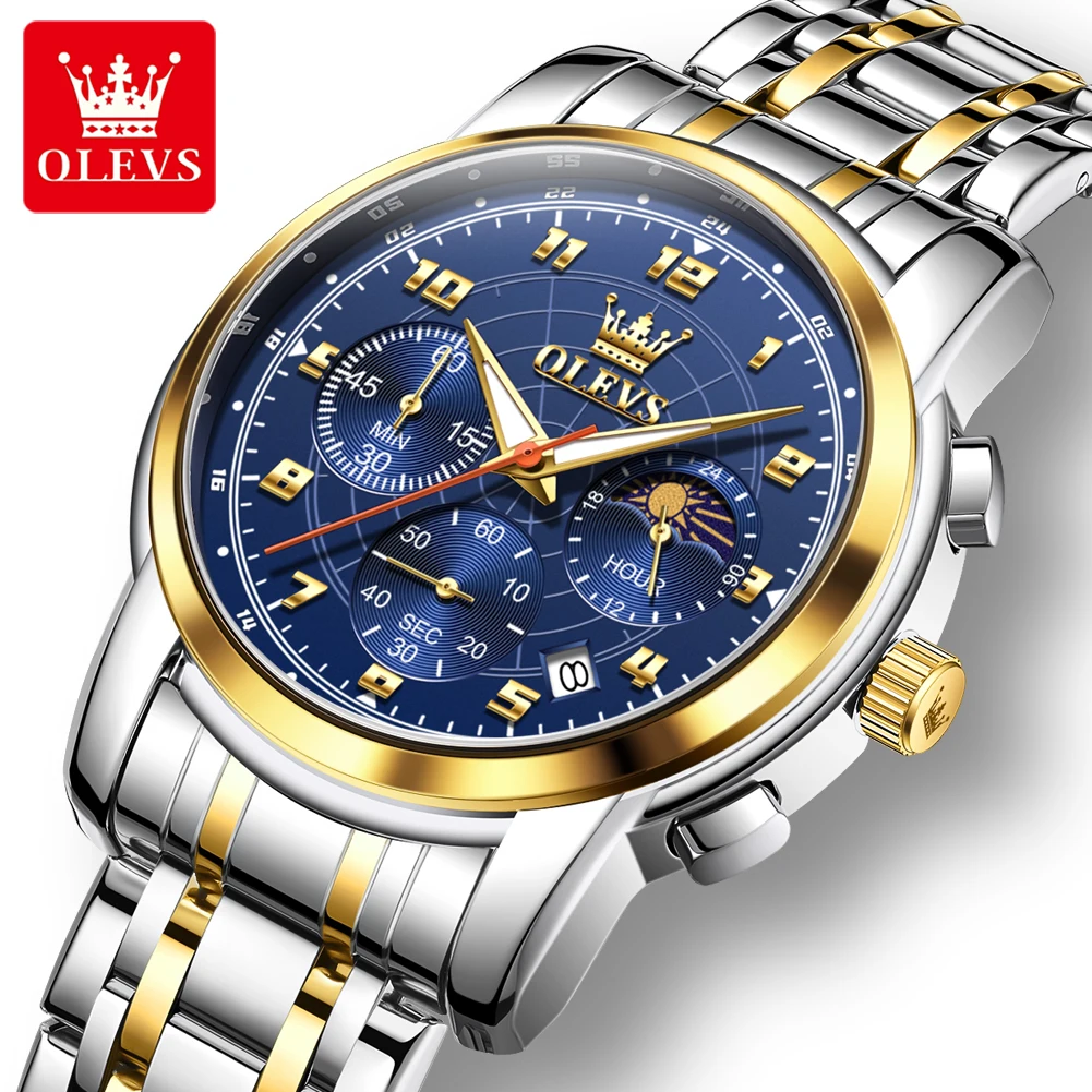 OLEVS Man Watches Business Original Multifunctional Quartz Watch Waterproof Luminous Moon Phase Men Clock Reloj 2983
OLEVS Man Watches Business Original Multifunctional Quartz Watch Waterproof Luminous Moon Phase Men Clock Reloj 2983