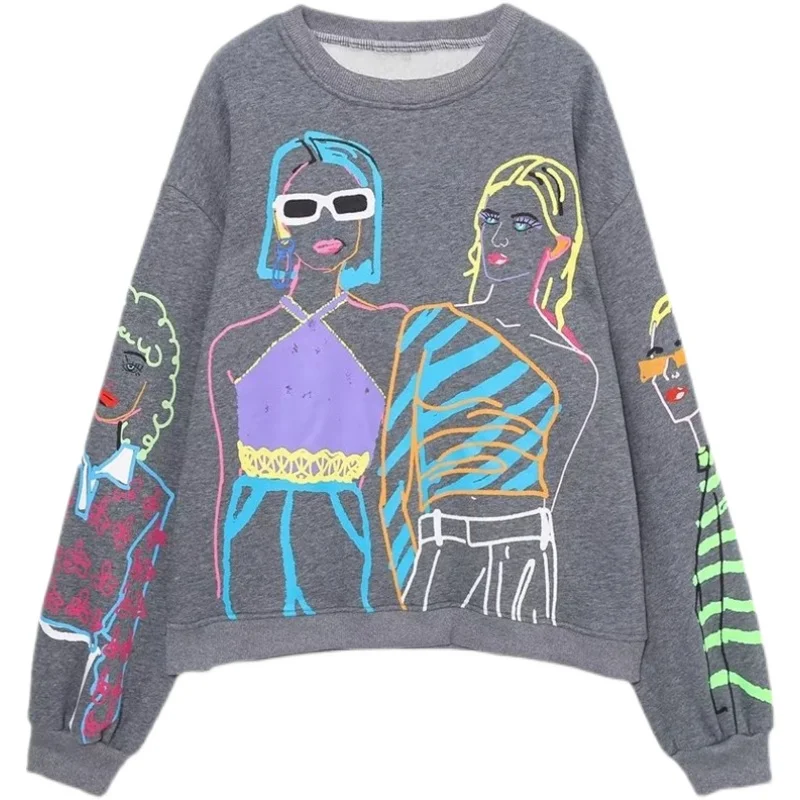 Fashionable Street Style Women's Sweatshirt Printed Long Sleeve round Neck Regular Fit Straight Tube Autumn Winter New Arrival
Fashionable Street Style Women's Sweatshirt Printed Long Sleeve round Neck Regular Fit Straight Tube Autumn Winter New Arrival