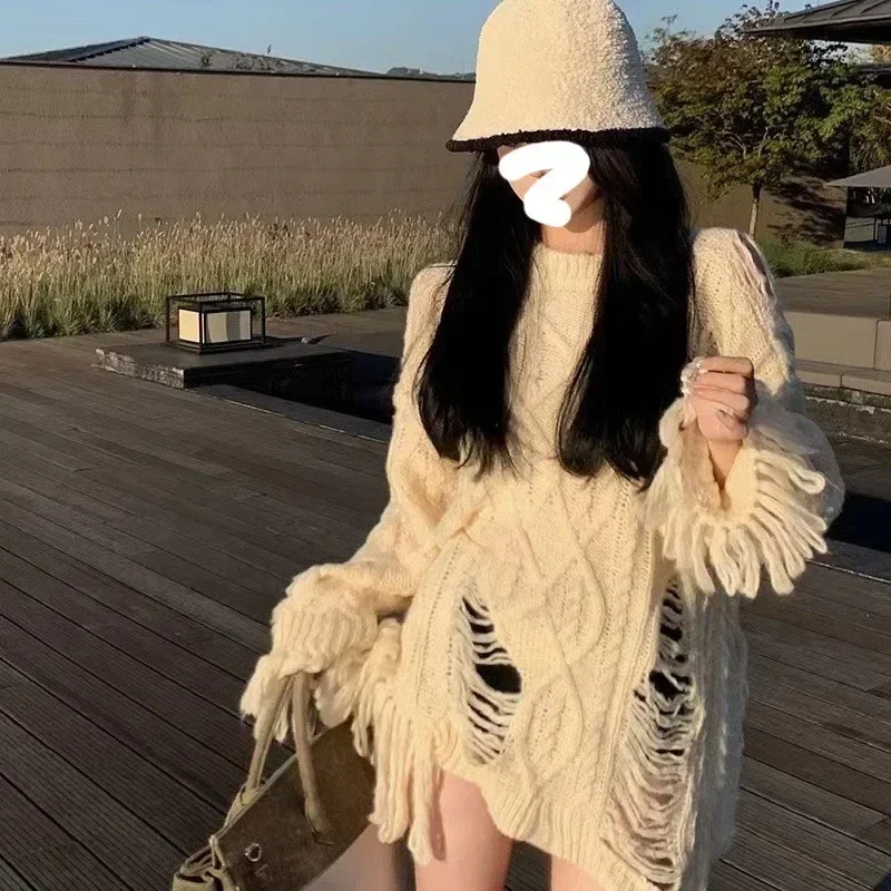 Korean Style Hollow Out Sweater Women Harajuku Kpop Oversized Knitted Pullover Lazy Style Off Shoulder Jumper Y2K Tops Autumn 
Korean Style Hollow Out Sweater Women Harajuku Kpop Oversized Knitted Pullover Lazy Style Off Shoulder Jumper Y2K Tops Autumn