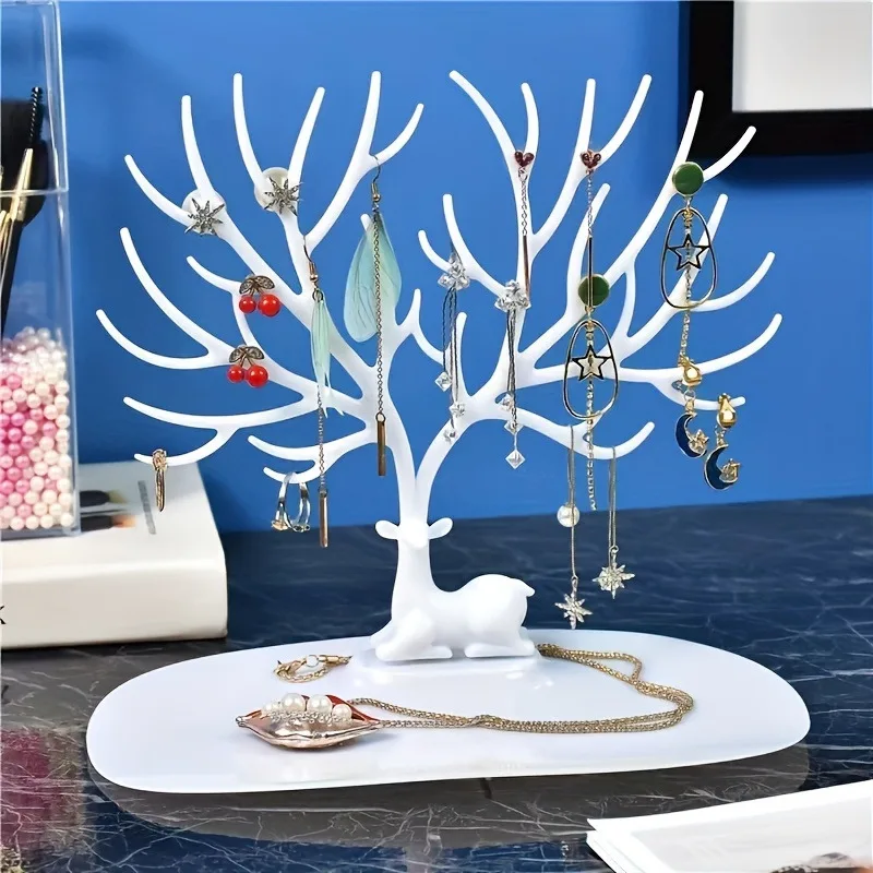Jewelry Display Stand Tray Tree Storage Racks Earrings Necklaces Rings Jewelry Boxes Case Desktop Organizer Holder Make Up Decor