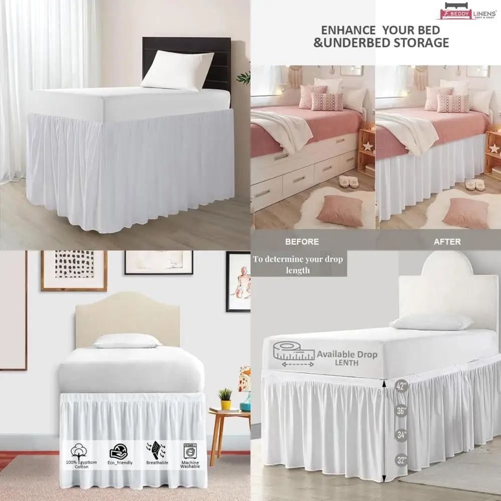 Twin XL Cotton Dorm Bed Skirt with 32 Inch Drop - Extra Long for College, Split Corner Design
Twin XL Cotton Dorm Bed Skirt with 32 Inch Drop - Extra Long for College, Split Corner Design