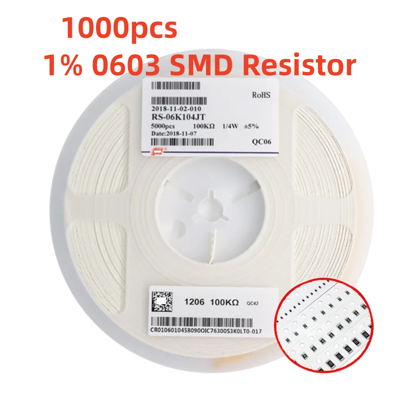 1000 шт. 1% SMD резистор Сопротивление чипа 10K 0Ω 1 10 0603 150 220 Ом 1K 330 K 470 K 1M 1R 10R 100R 150R 220R 330R Ом
1000 шт. 1% SMD резистор Сопротивление чипа 10K 0Ω 1 10 0603 150 220 Ом 1K 330 K 470 K 1M 1R 10R 100R 150R 220R 330R Ом