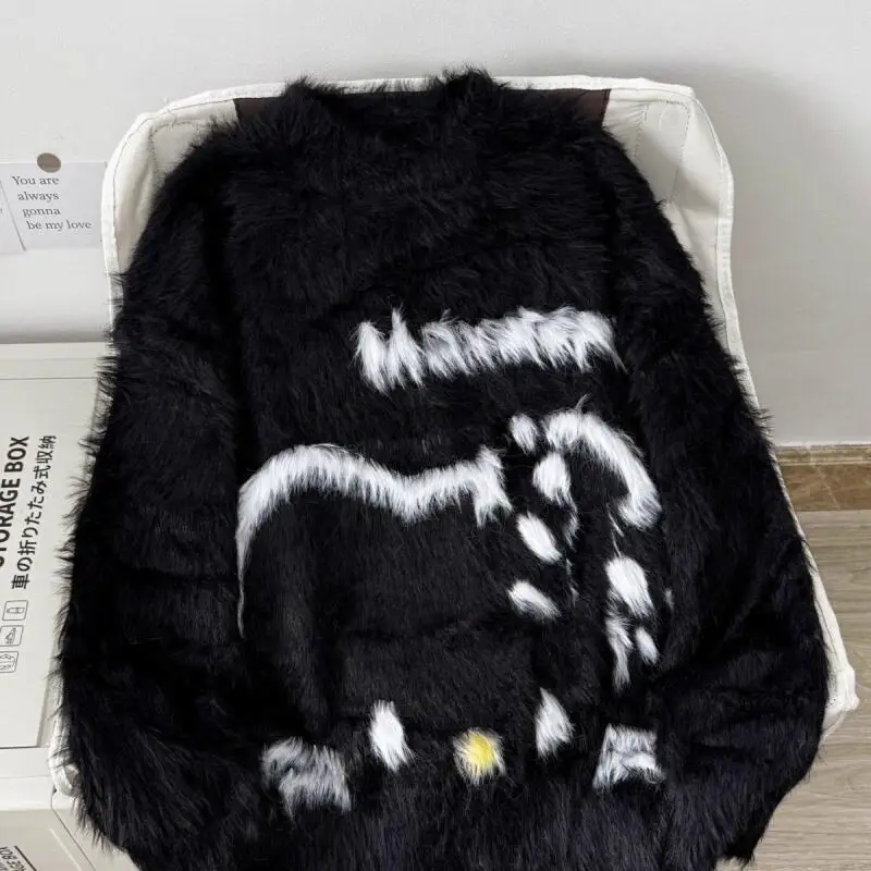 Американский свитер Hello Kitty, осень-зима, женские пуловеры с круглым вырезом из искусственного меха норки, свободные топы с длинными рукавами для пар
Американский свитер Hello Kitty, осень-зима, женские пуловеры с круглым вырезом из искусственного меха норки, свободные топы с длинными рукавами для пар