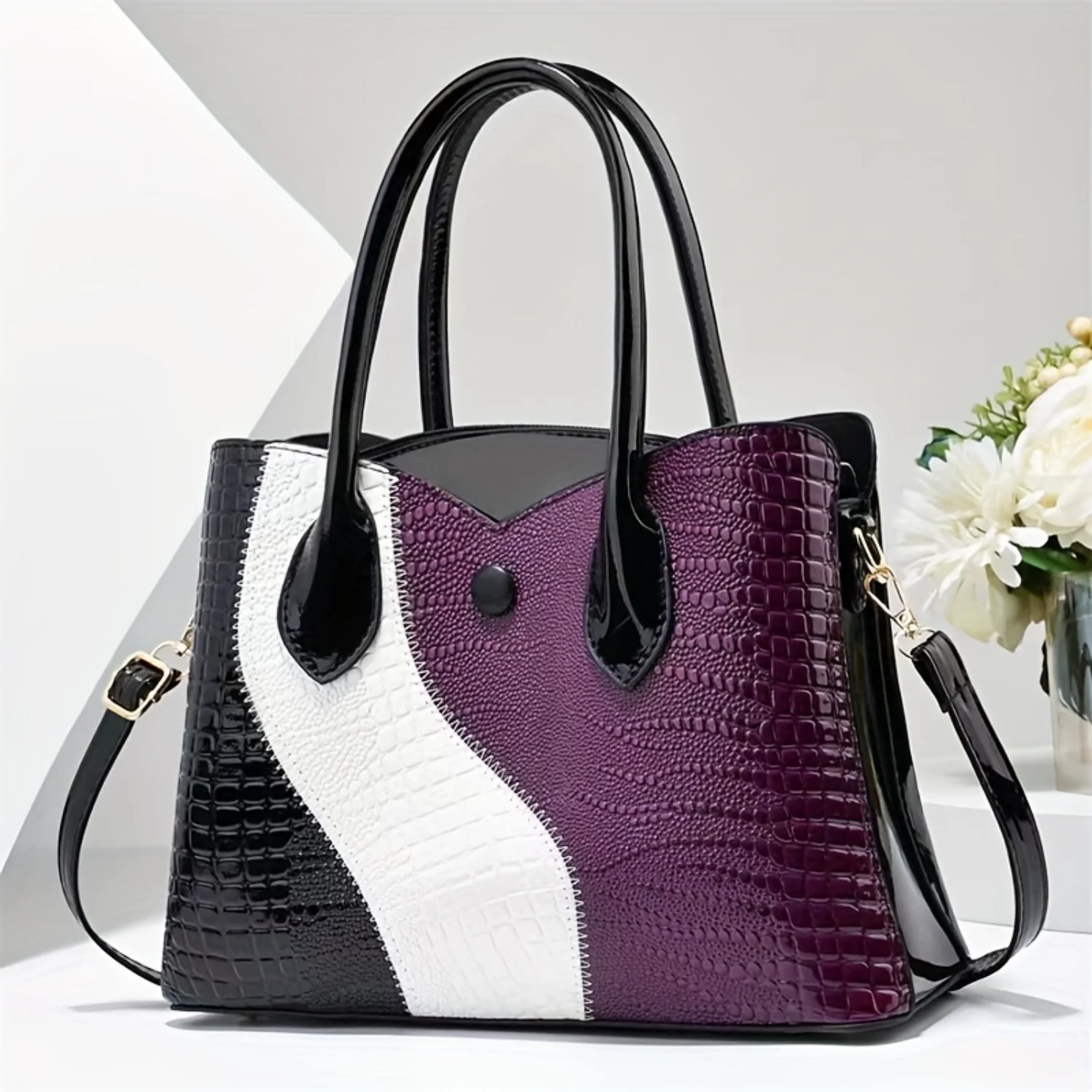Women's Large Capacity Color Block Handbag, Fashionable Crocodile Pattern Tote Bag, Versatile Shoulder & Crossbody Bag
Women's Large Capacity Color Block Handbag, Fashionable Crocodile Pattern Tote Bag, Versatile Shoulder & Crossbody Bag