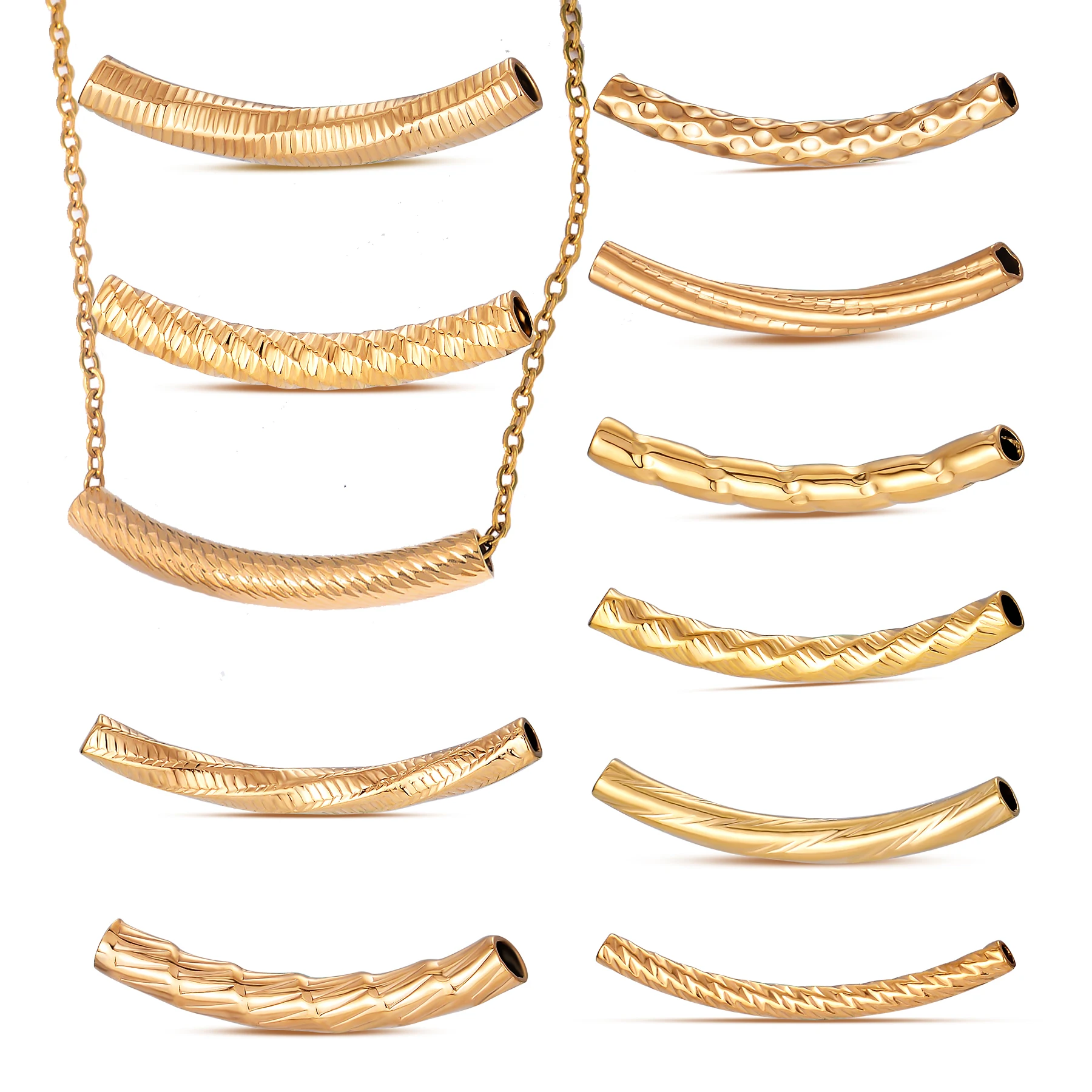 10Pcs Fashion Curved Tube Connectors Gold Plated Stainless Steel Accessories for Making DIY Necklace Bracelet Jewelry Materials
10Pcs Fashion Curved Tube Connectors Gold Plated Stainless Steel Accessories for Making DIY Necklace Bracelet Jewelry Materials