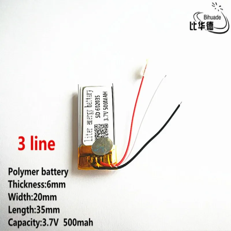 10pcs/lot 3 line Good Qulity 3.7V,500mAH,602035 Polymer lithium ion / Li-ion battery for TOY,POWER BANK,GPS,mp3,mp4
10pcs/lot 3 line Good Qulity 3.7V,500mAH,602035 Polymer lithium ion / Li-ion battery for TOY,POWER BANK,GPS,mp3,mp4