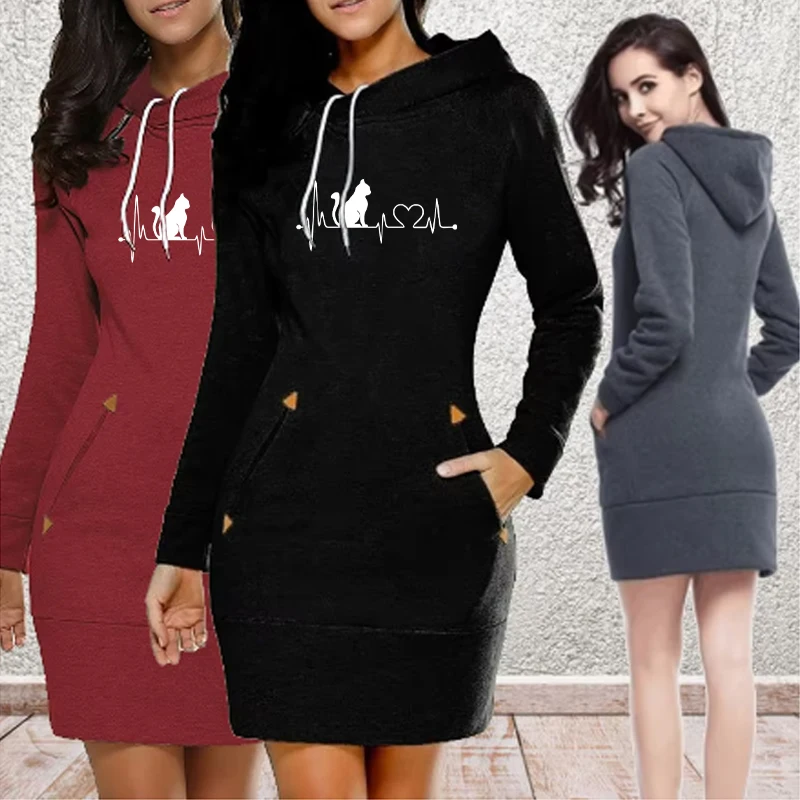 Women's ECG Cat Sweater Dress Hoodie Autumn Winter Printed High Quality Dresses Slim Fit Office Lady Classic French Clothes
Women's ECG Cat Sweater Dress Hoodie Autumn Winter Printed High Quality Dresses Slim Fit Office Lady Classic French Clothes