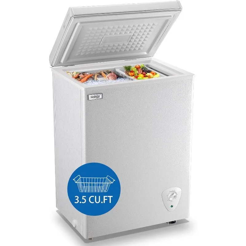 Chest Freezer 3.5 Cu.Ft Small Deep Freezer Top Door Mini Freezer with Removable Basket, Low Noise, 7 Adjustable Temperature
Chest Freezer 3.5 Cu.Ft Small Deep Freezer Top Door Mini Freezer with Removable Basket, Low Noise, 7 Adjustable Temperature