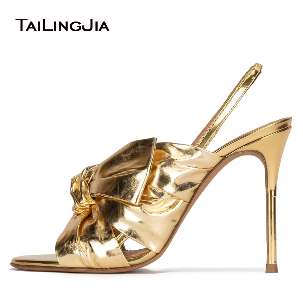 Новые женские босоножки на каблуке с бантом, золотые туфли на высоком каблуке, серебряные женские туфли на шпильке с открытой пяткой, летние вечерние банкетные туфли
Новые женские босоножки на каблуке с бантом, золотые туфли на высоком каблуке, серебряные женские туфли на шпильке с открытой пяткой, летние вечерние банкетные туфли