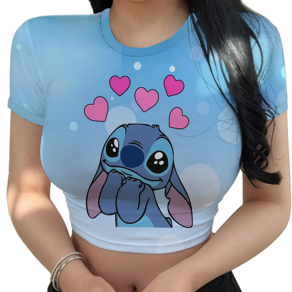 Stitch Short Sleeve For Girls T-shirts Woman Clothing Women Crop Top Sweet clothes Breathable Wear Woman T Shirt Tight fitting
Stitch Short Sleeve For Girls T-shirts Woman Clothing Women Crop Top Sweet clothes Breathable Wear Woman T Shirt Tight fitting