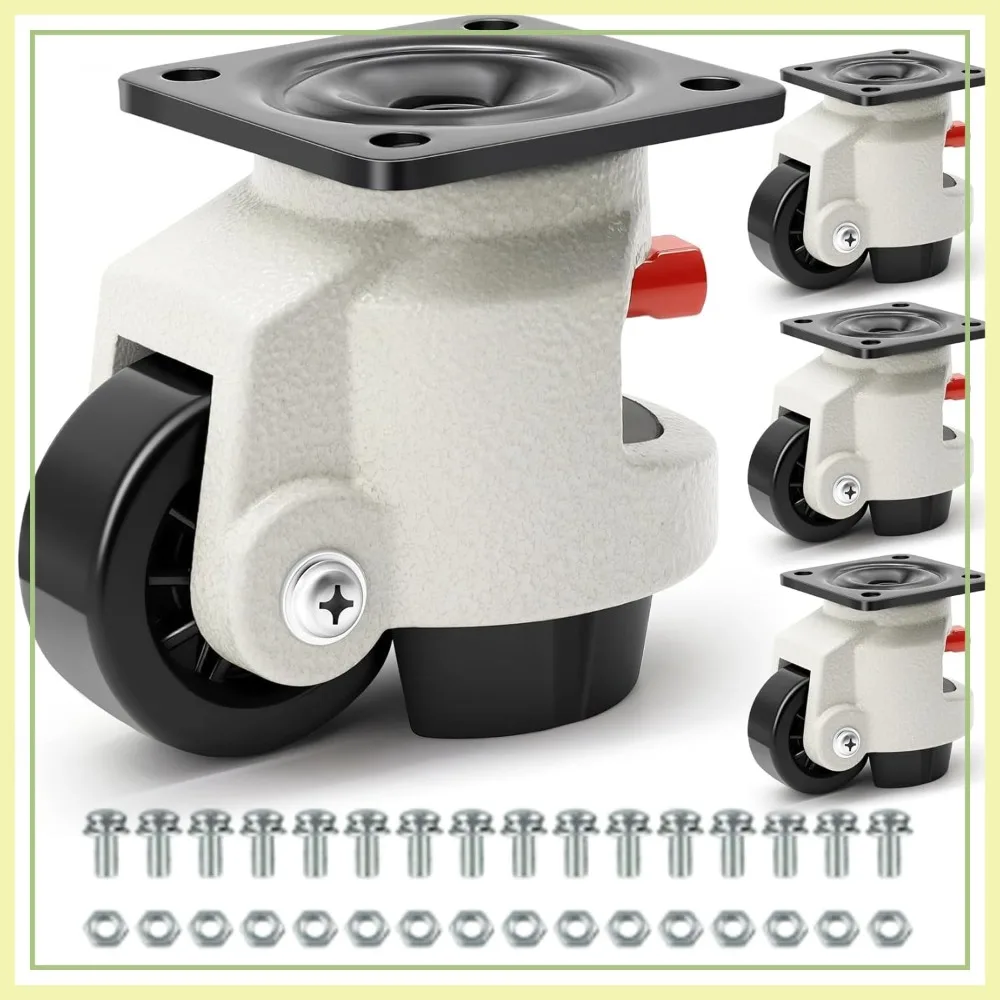 Heavy Duty Leveling Casters with Ratchet Handle, 360° Swivel, Adjustable Feet for Workbench & Machine, 2200 Lbs Capacity (4 Pack)
Heavy Duty Leveling Casters with Ratchet Handle, 360° Swivel, Adjustable Feet for Workbench & Machine, 2200 Lbs Capacity (4 Pack)