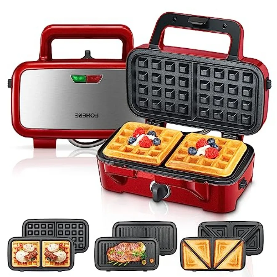 Waffle Maker 3 in 1 Sandwich Maker 1200W Panini Press With Removable Plates and 5-gear Temperature Control Non-stick Coating Ea
Waffle Maker 3 in 1 Sandwich Maker 1200W Panini Press With Removable Plates and 5-gear Temperature Control Non-stick Coating Ea