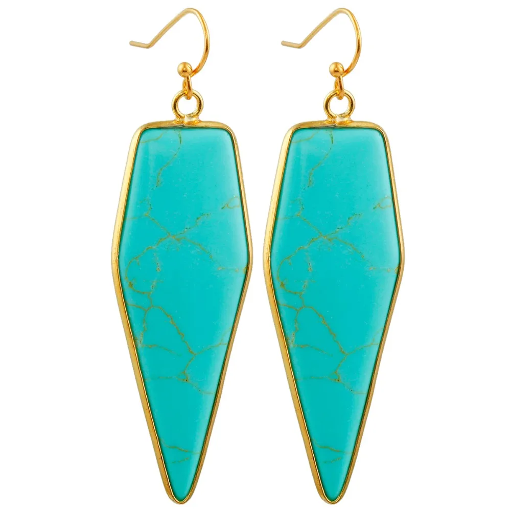TUMBEELLUWA Green Howlite Stone Healing Point Arrow Shape Dangle Hook Ear Earrings Gold Color Jewelry For Women
TUMBEELLUWA Green Howlite Stone Healing Point Arrow Shape Dangle Hook Ear Earrings Gold Color Jewelry For Women