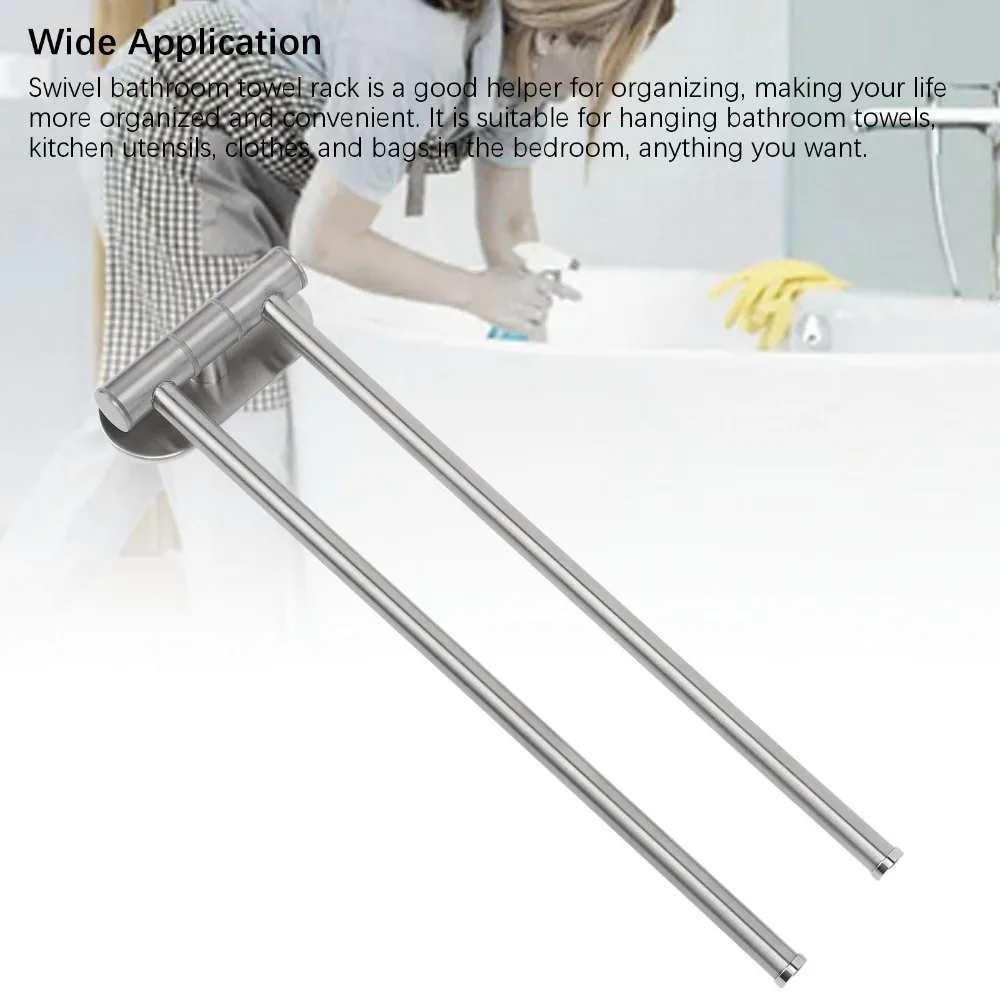 304 Stainless Steel Swivel Towel Bar Brushed Finish Wall Mounted Towel Holder Silver Rotatable Swivel Towel Rack
304 Stainless Steel Swivel Towel Bar Brushed Finish Wall Mounted Towel Holder Silver Rotatable Swivel Towel Rack