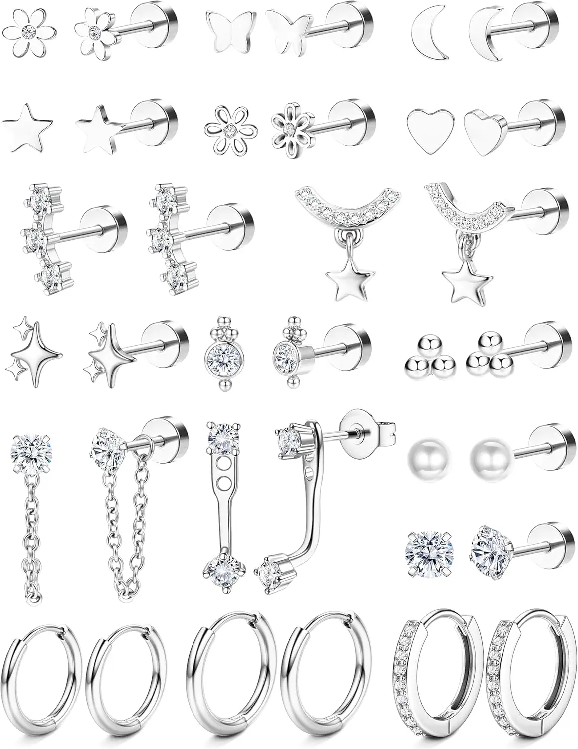 Hypoallergenic Gold Plated Flat Back Earrings Set for Sensitive Ears, Small Huggie Hoops & Studs for Multiple Piercings
Hypoallergenic Gold Plated Flat Back Earrings Set for Sensitive Ears, Small Huggie Hoops & Studs for Multiple Piercings