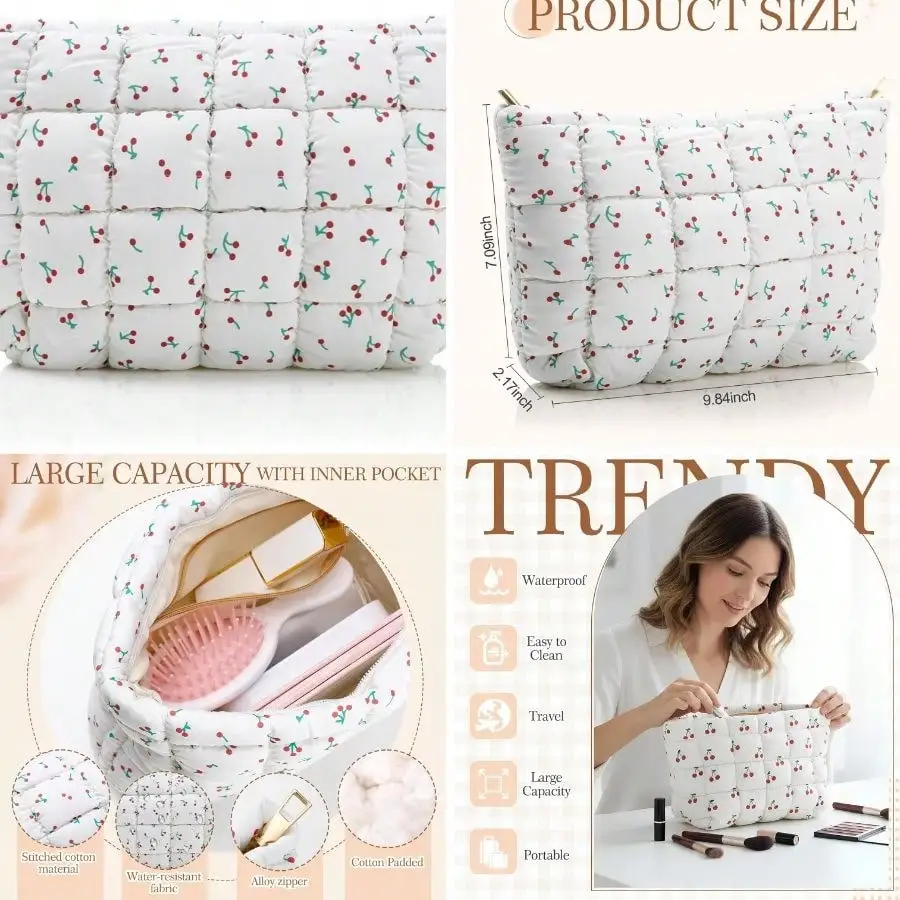 Black White Cow Print Puffy Quilted Makeup Bag Quilted Cosmetic Bag Cute Puffer Women Toiletry Checkered Pouch Aesthetic Travel Makeup Brushes Organizer
Black White Cow Print Puffy Quilted Makeup Bag Quilted Cosmetic Bag Cute Puffer Women Toiletry Checkered Pouch Aesthetic Travel Makeup Brushes Organizer