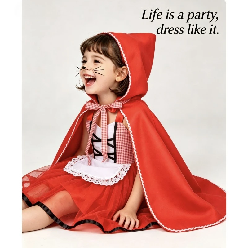 Little Red Riding Hood Dress Kids Halloween Costume Cloak Set Girls Story Outfit Children Birthday Party Fancy Dress Up Holiday
Little Red Riding Hood Dress Kids Halloween Costume Cloak Set Girls Story Outfit Children Birthday Party Fancy Dress Up Holiday