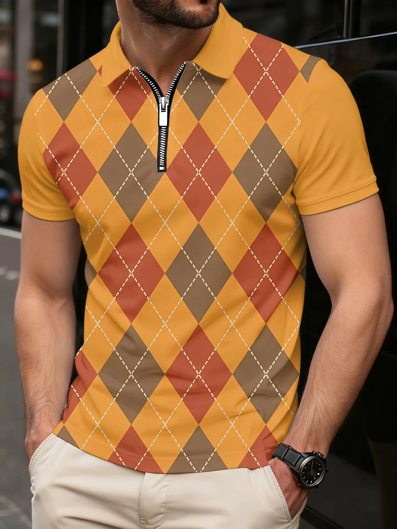Men's Rainbow Gradient Checkered Bar Polo Shirt Printed Summer Polo Shirt
Men's Rainbow Gradient Checkered Bar Polo Shirt Printed Summer Polo Shirt