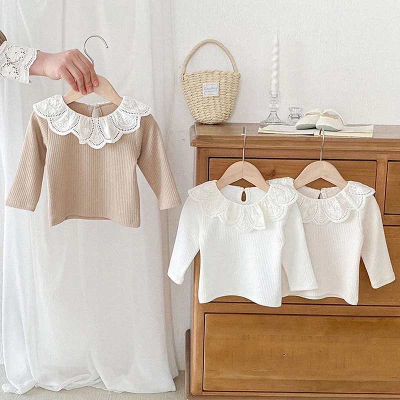 Топы с кружевным воротником для маленьких девочек, осенний детский пуловер, футболка для младенцев, одежда для девочек, одежда для маленьких девочек, хлопковые блузки для малышей, От 0 до 2 лет
Топы с кружевным воротником для маленьких девочек, осенний детский пуловер, футболка для младенцев, одежда для девочек, одежда для маленьких девочек, хлопковые блузки для малышей, От 0 до 2 лет