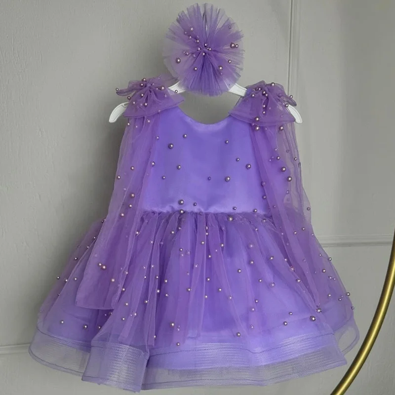 Custom Flower Girl Dress for Wedding First Christmas Party with Sheer Tulle Overlay Pearl Embellishments Ruffled Shoulders
Custom Flower Girl Dress for Wedding First Christmas Party with Sheer Tulle Overlay Pearl Embellishments Ruffled Shoulders