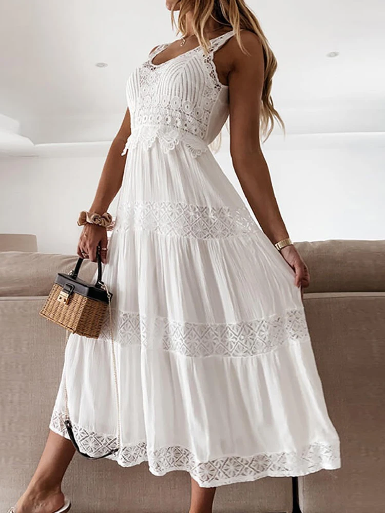 White Chiffon Dress Women V Neck Tank Sleeveless Dress Female Hollow Out Beach Dress Summer Ladies Elegant A Line Maxi Dress
White Chiffon Dress Women V Neck Tank Sleeveless Dress Female Hollow Out Beach Dress Summer Ladies Elegant A Line Maxi Dress