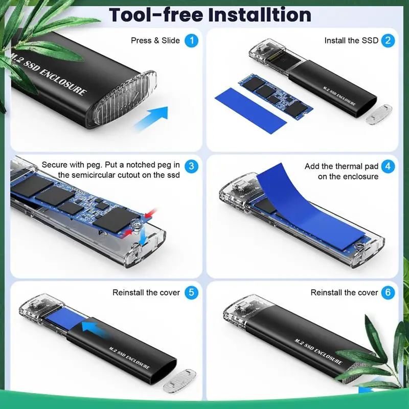 (НОВИНКА) M.2 2280 2260 2242 SSD NVME Pcie NGFF SATA Dual Protocol USB Type C PCI-E M2 SSD Внешний корпус жесткого диска
(НОВИНКА) M.2 2280 2260 2242 SSD NVME Pcie NGFF SATA Dual Protocol USB Type C PCI-E M2 SSD Внешний корпус жесткого диска
