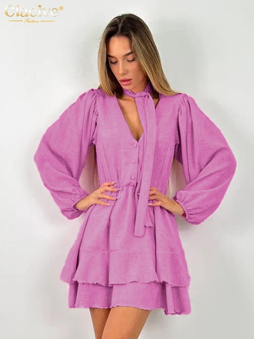 Clacive Fashion Loose Pink Women Dress 2025 Sexy V-Neck Long Sleeve Mini Dresses Elegant High Waist Lace-Up Pleated Female Dress
Clacive Fashion Loose Pink Women Dress 2025 Sexy V-Neck Long Sleeve Mini Dresses Elegant High Waist Lace-Up Pleated Female Dress