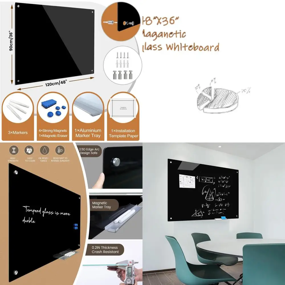 48x36 Glass Dry Erase Board, Wall-Mounted Frameless Magnetic Blackboard for Home, Office, and School Use
48x36 Glass Dry Erase Board, Wall-Mounted Frameless Magnetic Blackboard for Home, Office, and School Use