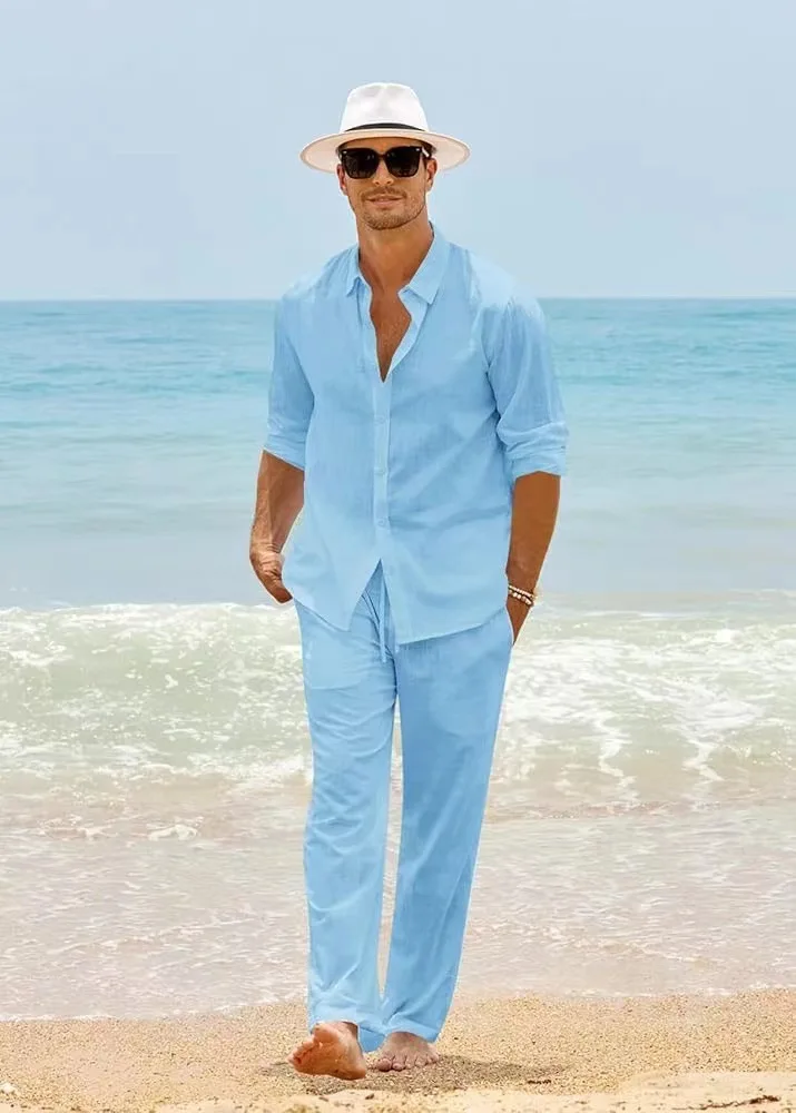 American European New Fashion 2025 Men's Solid Color Casual Trendy Loose 2 Piece Sets Long Sleeve Stand Collar Shirts Trousers
American European New Fashion 2025 Men's Solid Color Casual Trendy Loose 2 Piece Sets Long Sleeve Stand Collar Shirts Trousers