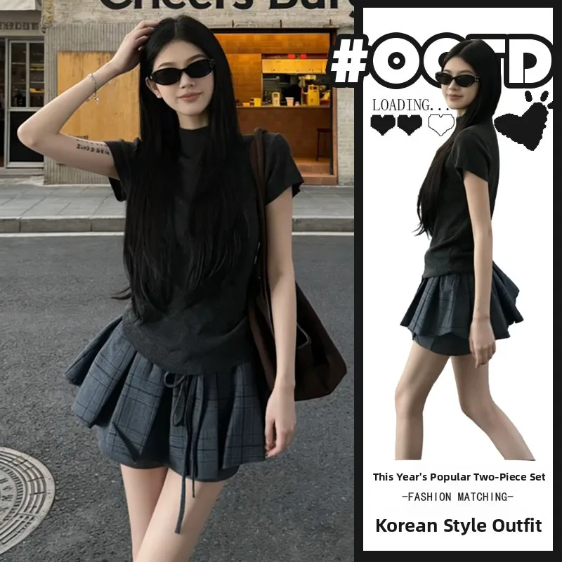 Hong Kong Style Slimming Two-Piece Set Fashionable Spicy Girl Short Sleeve T-Shirt Plaid Skirt Casual Summer Outfit for ...
Hong Kong Style Slimming Two-Piece Set Fashionable Spicy Girl Short Sleeve T-Shirt Plaid Skirt Casual Summer Outfit for ...