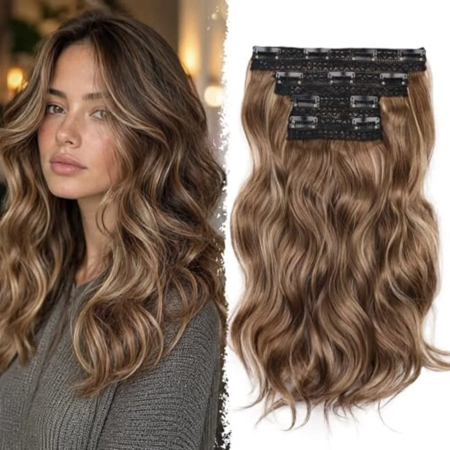 Clip in Hair Extensions - 14 Inch Wavy Synthetic Hair Extensions Clip ins Color: Ash Brown with Beige Blonde Highlights
Clip in Hair Extensions - 14 Inch Wavy Synthetic Hair Extensions Clip ins Color: Ash Brown with Beige Blonde Highlights