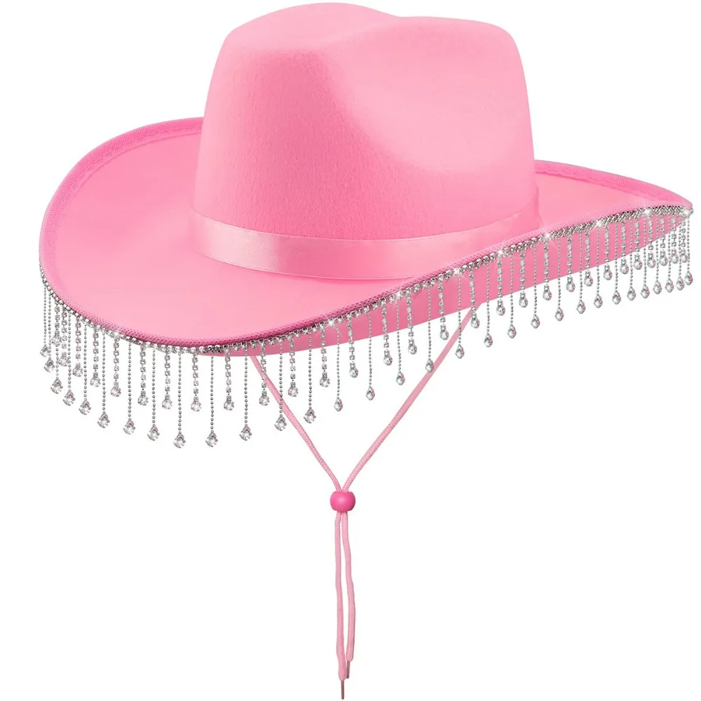 Casual Shiny Western Cowboy Hat Wide Brim Ethnic Style Rhinestone Tassels Jazz Hat Sunscreen Glitter Cowgirl Hat Music Festival
Casual Shiny Western Cowboy Hat Wide Brim Ethnic Style Rhinestone Tassels Jazz Hat Sunscreen Glitter Cowgirl Hat Music Festival