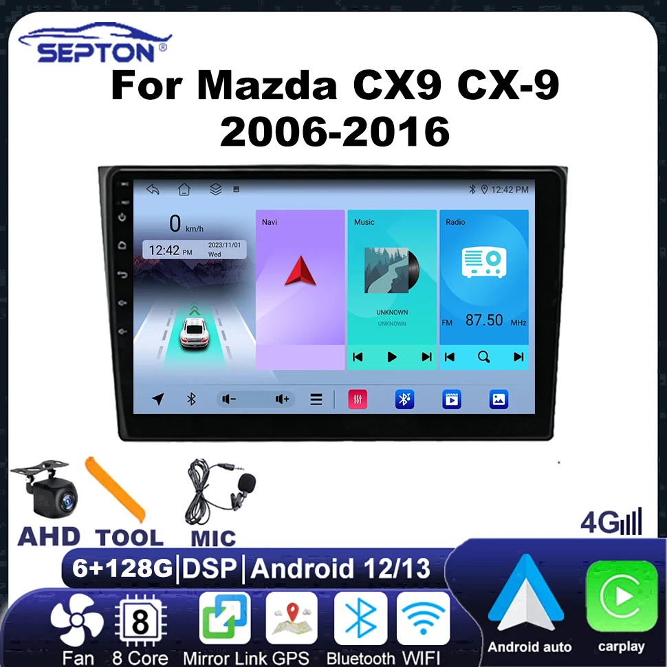 SEPTON Android Автомобильный Радио Аудио для Mazda CX9 CX-9 2006-2016 Мультимедийный Плеер Навигация GPS BT WIFI 4G Net 2Din Автомобильная Стереосистема
SEPTON Android Автомобильный Радио Аудио для Mazda CX9 CX-9 2006-2016 Мультимедийный Плеер Навигация GPS BT WIFI 4G Net 2Din Автомобильная Стереосистема
