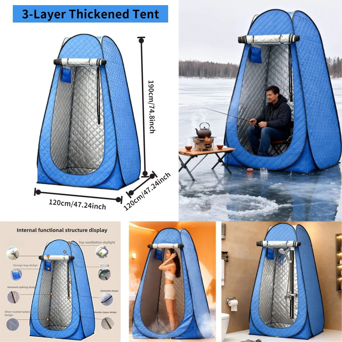 Pop-Up Winter Tent 3-Layer Thickened Portable Quick-Opening Heavy-Duty Oxford Cloth Ice Fishing Shelter Suitable for Ice Fishing
Pop-Up Winter Tent 3-Layer Thickened Portable Quick-Opening Heavy-Duty Oxford Cloth Ice Fishing Shelter Suitable for Ice Fishing