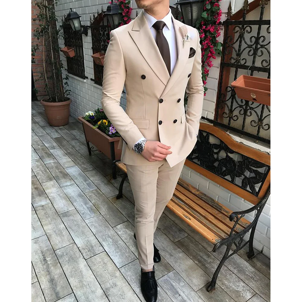 2023 New Men's Suit 2 Pieces Beige Double-Breasted Peak Lapel Flat Slim Fit Casual Business Wedding Male Suits (Blazer+Pants)
2023 New Men's Suit 2 Pieces Beige Double-Breasted Peak Lapel Flat Slim Fit Casual Business Wedding Male Suits (Blazer+Pants)