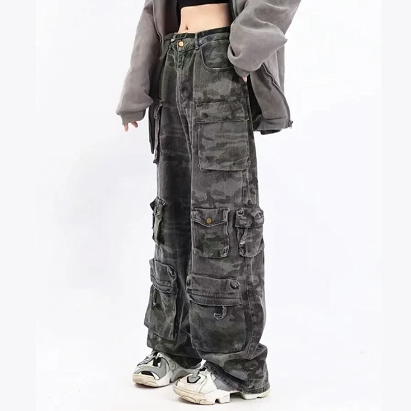 Street Popular Vintage Camouflage Jeans Women Y2K New Punk Hip Hop Cargo Pants Unisex Harajuku Casual Straight Baggy Jeans Women
Street Popular Vintage Camouflage Jeans Women Y2K New Punk Hip Hop Cargo Pants Unisex Harajuku Casual Straight Baggy Jeans Women