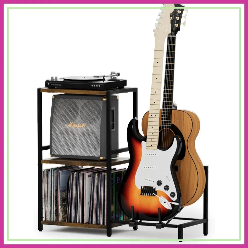 2-Tier End Table with Guitar Stand and Vinyl Record Storage, Turntable Stand for Music Studio, Brown
2-Tier End Table with Guitar Stand and Vinyl Record Storage, Turntable Stand for Music Studio, Brown