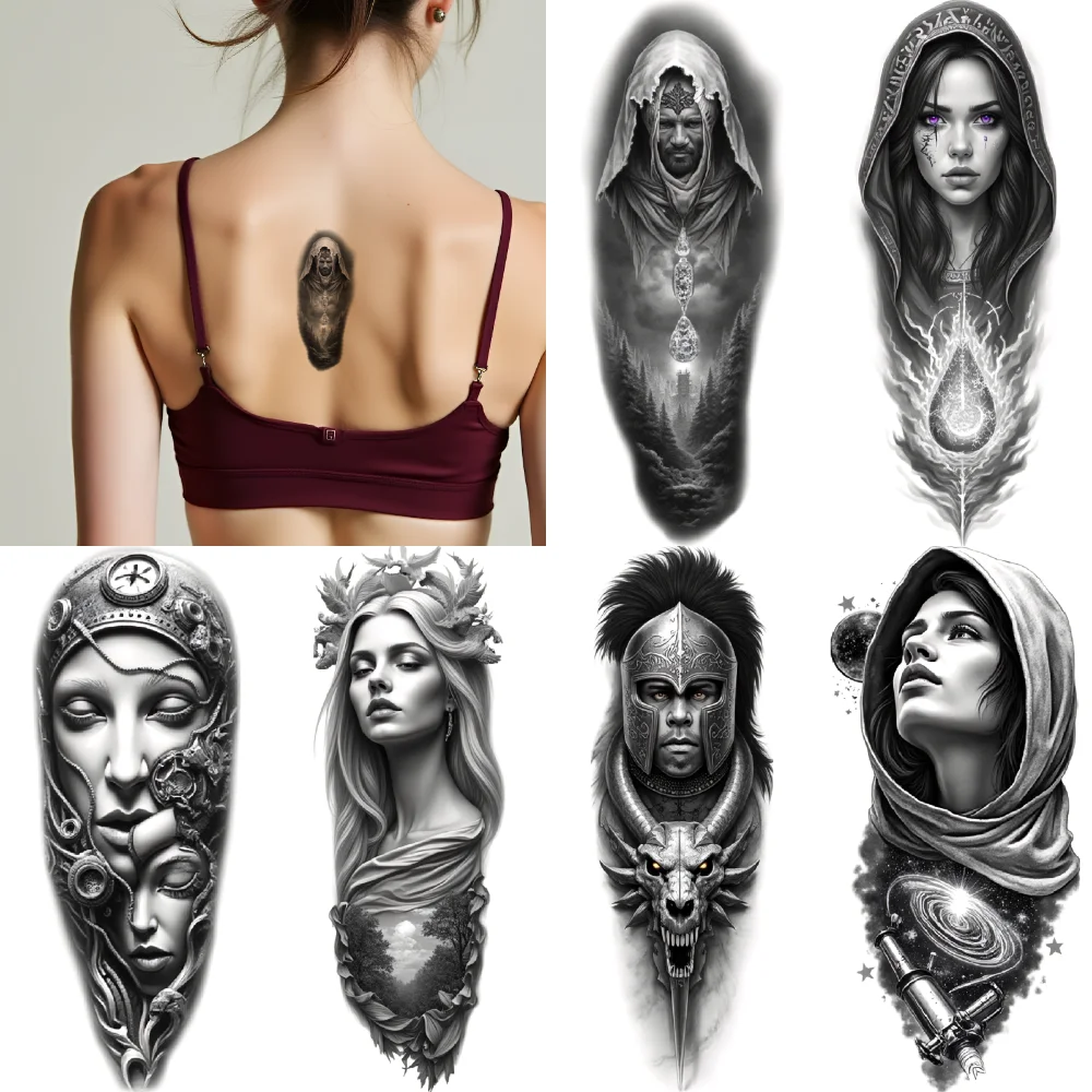 12pcs Temporary Tattoo Realistic Temporary Tattoos Woman With Ornate Headdress Norse God Skull With Clock For Thighs Arms
12pcs Temporary Tattoo Realistic Temporary Tattoos Woman With Ornate Headdress Norse God Skull With Clock For Thighs Arms
