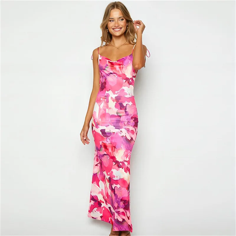 Printed Backless Fashion Maxi Dress For Women Pleated Patchwork Halter Dress Slim Spaghetti Elegant Party Female Dress Vestidos
Printed Backless Fashion Maxi Dress For Women Pleated Patchwork Halter Dress Slim Spaghetti Elegant Party Female Dress Vestidos