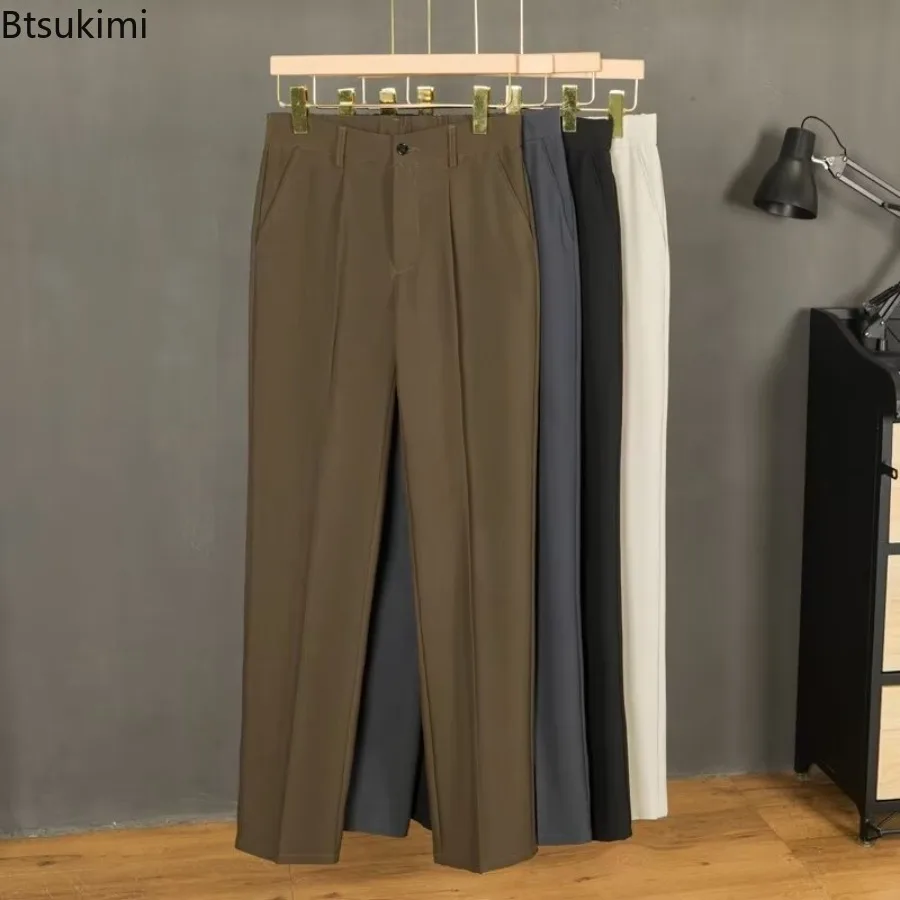 Мужские летние повседневные классические брюки со средней талией, однотонные узкие брюки на пуговицах, деловой офисный костюм для свадебной вечеринки, брюки
Мужские летние повседневные классические брюки со средней талией, однотонные узкие брюки на пуговицах, деловой офисный костюм для свадебной вечеринки, брюки