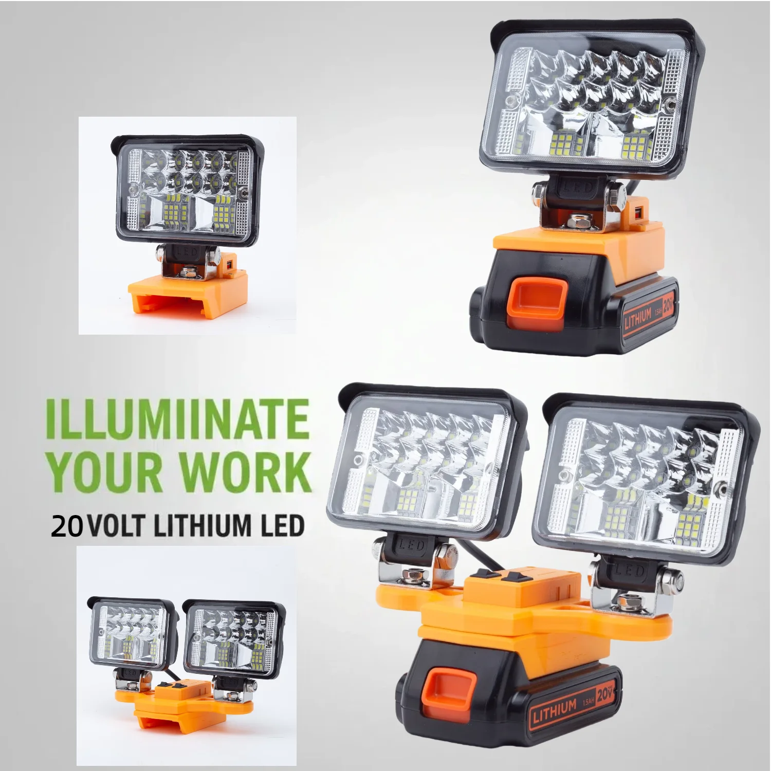 LED Work Light for BLACK+DECKER 20V Li-ion Battery Used for Outdoor Camping, Fishing Equipment Maintenance Lighting Fixtures
LED Work Light for BLACK+DECKER 20V Li-ion Battery Used for Outdoor Camping, Fishing Equipment Maintenance Lighting Fixtures