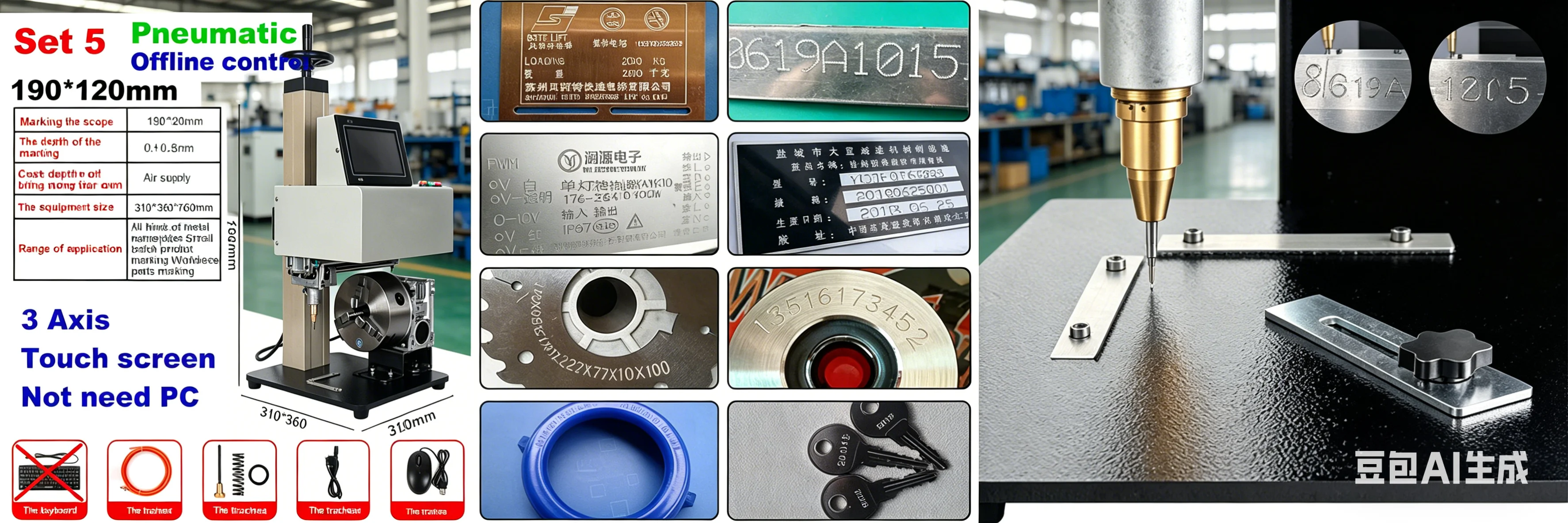 190x120/300x200mm Touch Screen Electric Pneumatic Metal Nameplate Marking Machine Hand-Held Desktop Dot Pin Engraver Carve Tools
190x120/300x200mm Touch Screen Electric Pneumatic Metal Nameplate Marking Machine Hand-Held Desktop Dot Pin Engraver Carve Tools