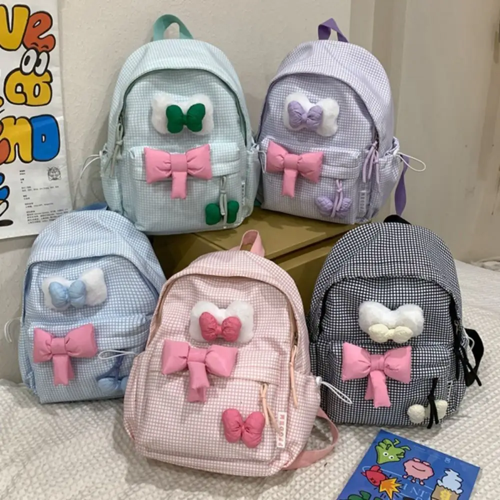 Large Capacity Cute Bowknot Backpack Lattice Korean Style Nylon Student School Bag Lightweight Solid Color
Large Capacity Cute Bowknot Backpack Lattice Korean Style Nylon Student School Bag Lightweight Solid Color