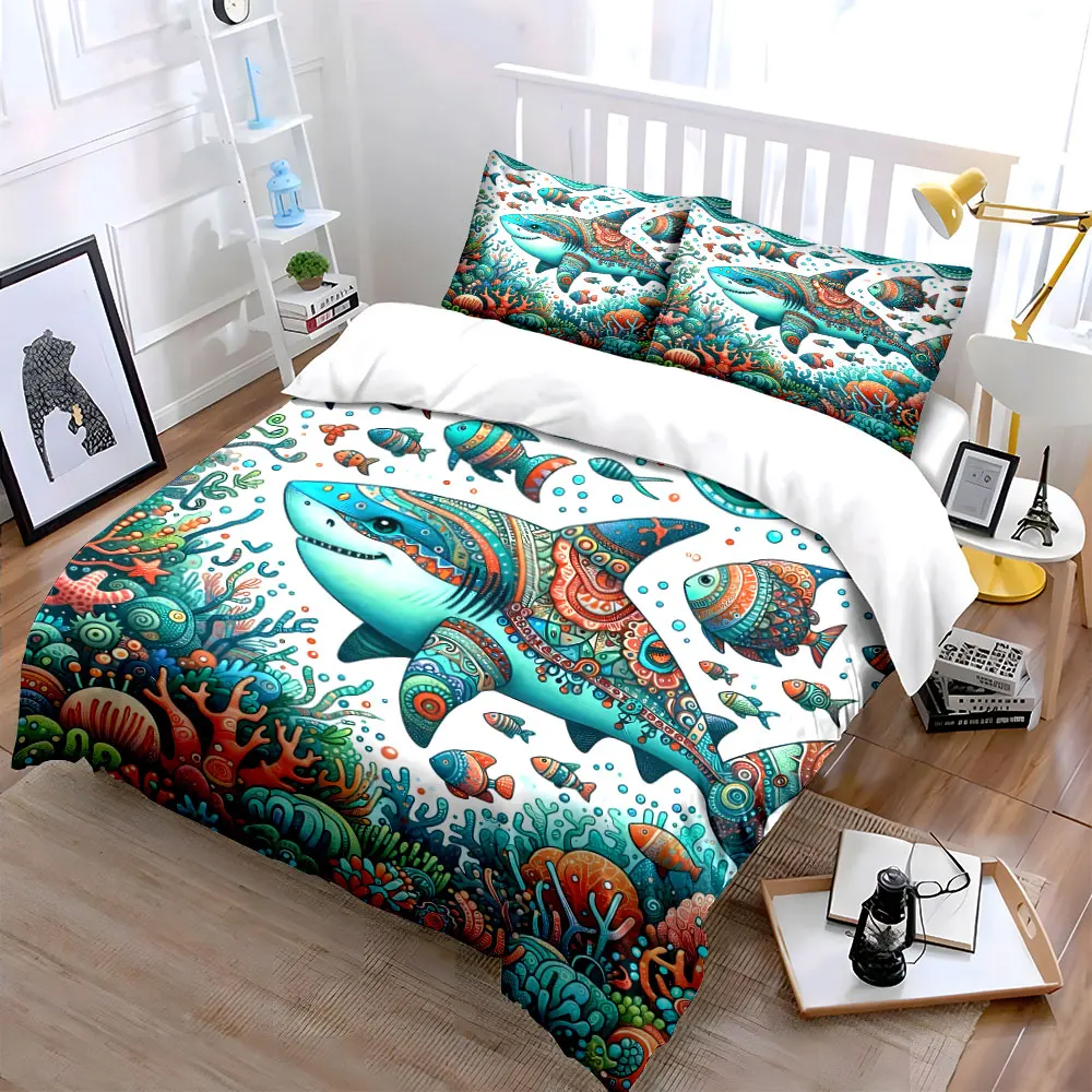 Colorful Ocean Shark Decor Set Multiple sizes kid's and adults' bedroom Exquisite 3PC bedding set, gift
Colorful Ocean Shark Decor Set Multiple sizes kid's and adults' bedroom Exquisite 3PC bedding set, gift