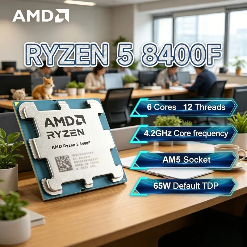 AMD Ryzen 5 8400F R5 8400F 6 Core 12 Thread 4.2GHz 4NM 16MB L3 65W AM5 DDR5 Desktop CPU Loose Processor Without Cooler Fan
AMD Ryzen 5 8400F R5 8400F 6 Core 12 Thread 4.2GHz 4NM 16MB L3 65W AM5 DDR5 Desktop CPU Loose Processor Without Cooler Fan